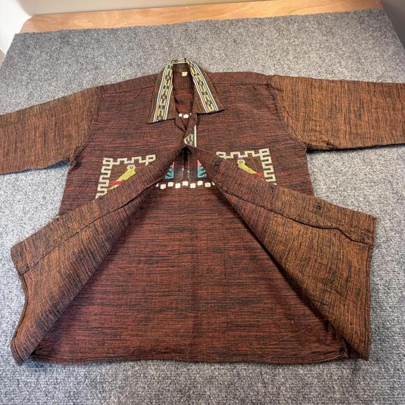 Vintage Guatemalan Handwoven Jacket Birds Embroidery‎ Boho 70s #1166 - Picture 4 of 7